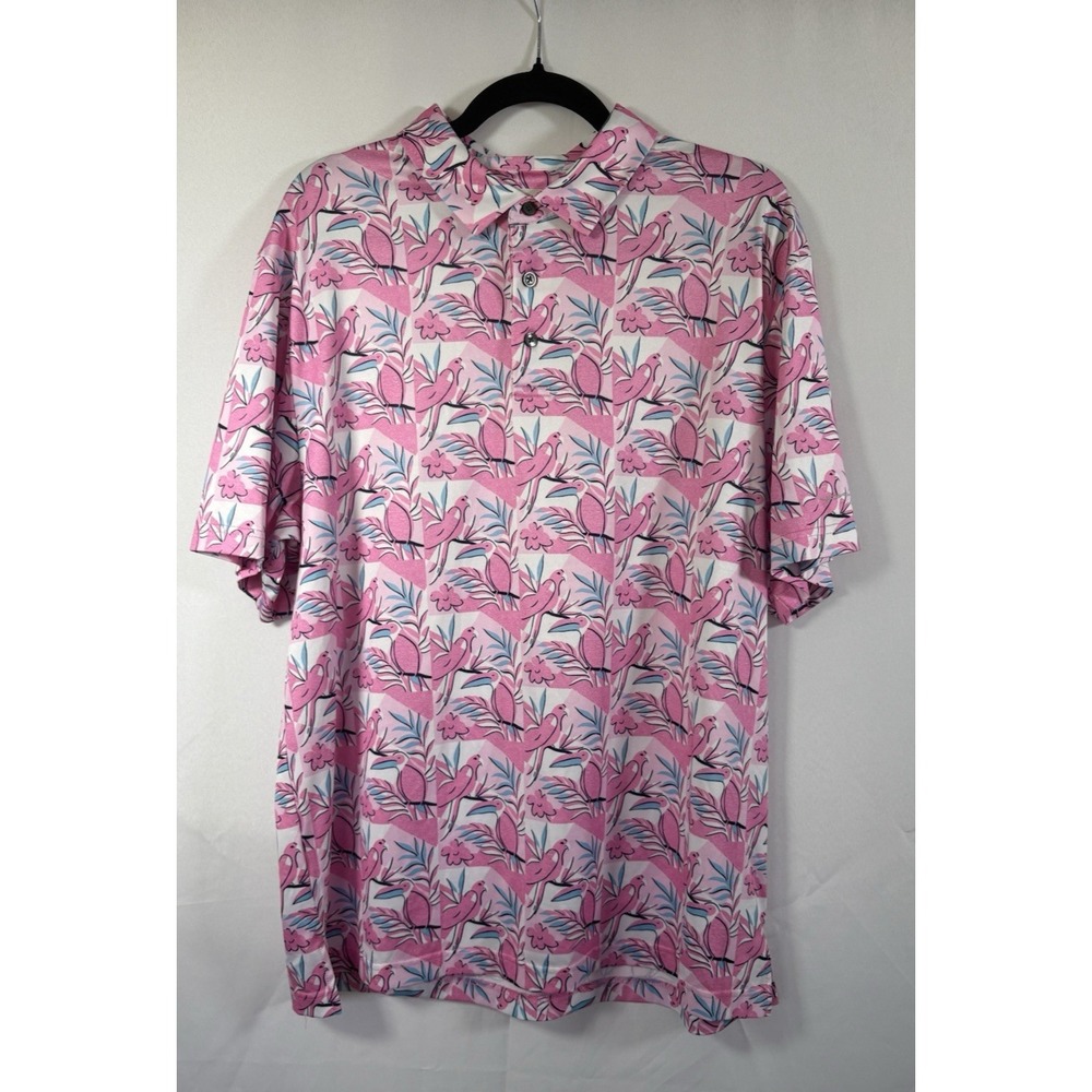 Nicklaus polo shirt size L bird theme golf 1/4 button short sleeve eco choice